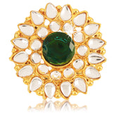 Yellow Chimes Traditional Ethnic Kundan Studded Gold Plated Cocktail Wedding Kundan Rings for Women & Girls
